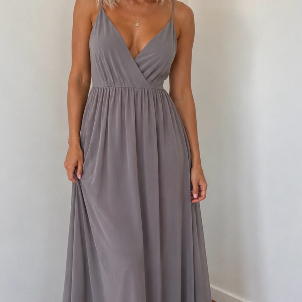Weddington Way 10 bridesmaid Sleeveless V-Neck Maxi Dress in Gray